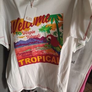 Gianni Bini Tropical Graphic Tee with Parrot